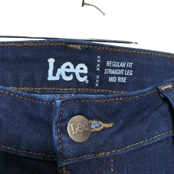 Lee Blue Jeans Straight Leg Mid Rise Dark Wash Denim Women's Size 16L - Picture 4 of 7